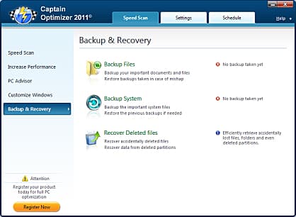 Backup 화면